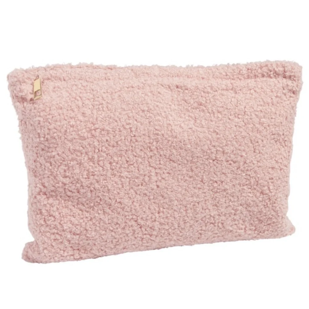 Pink Boucle Clutch Cosmetic Bag
